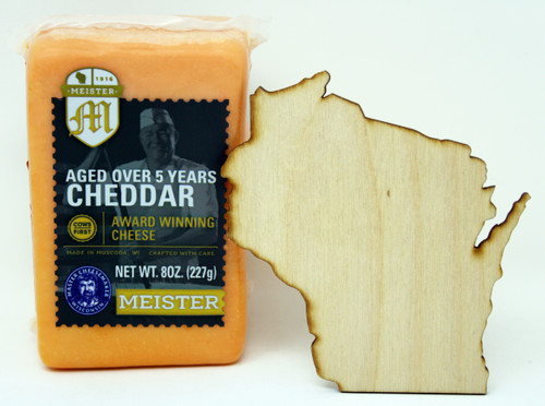 2201 8oz 5yr Old Aged Cheddar Meister Cheese, A hard cheese with an earthy and nutty taste. Full-flavored with a bit more texture. Patience and time allow this Cheddar cheese to develop its tangy, complex flavor. Its firm, slightly crumbly body (or texture) and flavor continue to develop as aging continues. Naturally Lactose Free, 100% Natural, Gluten Free, vegetarian.  Cows First™ is an innovative animal welfare program developed by Meister Cheese that encourages the fair treatment of cows in the dairy industry. Farms that are Cows First-certified produce milk of the highest quality in a sustainable manner. Meister Cheese pays premium prices to these dairy farmers, who follow Cows First™ animal welfare standards.  Meister Cheese and our customers proudly display the Cows First™ logo on all cheeses made with milk from certified farms. When shoppers see this mark, they can feel good about their purchase. 