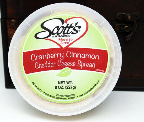 2216 Scott's WI Cranberry Cinnamon Cold Pack Cheese Cup 8oz, Made in Wisconsin, refrigerated cheese spread