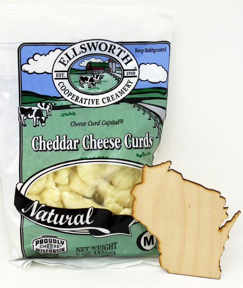 7714 5oz Ellsworth Cooperative Natural Cheese Curds, Direct from the Cheese Curd Capital of Wisconsin. Often referred to as squeaky cheese, you'll recognize our cheese curds by their distinctive all natural milky white color. Made from farm certified rBST free milk, they taste like no other, which is why they're often asked for by name. Because of our unique proprietary process, Ellsworth Cheddar Cheese Curds retain more of their milky farm-fresh squeak and taste, and set the standard for freshness and flavor. Grab and go packaging is convenient, making for the perfect healthy, high protein, low carb and gluten-free snack.  Top Ten Winner in Class