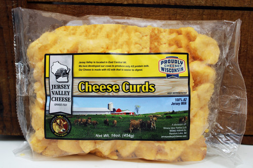 Jersey Valley Cheese Curds, 16oz Grass Fed Cows, Located in East Central Wisconsin, made with 100% Jersey Milk that is only A2 Protein, which is easier to digest.