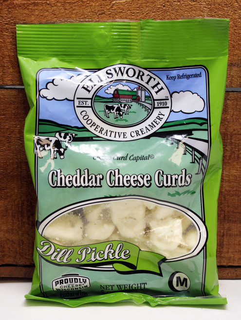 7730 5oz Ellsworth Cooperative Dill Pickle Cheese Curds
The newest dill-icious cheese curd in Ellsworth Cooperative Creamery’s flavored curd lineup.
Our creamy and salty cheese curds combined with tangy vinegar, dill, onion, and spices create just the right balance of salty and sour flavors. Eat them plain, dip them in ranch, batter and fry them, add to your Bloody Mary garnishes–you do you. Dill pickle lovers, these curds will quickly become your new favorite! A first place winner in the National Milk Producers Federation Championship Cheese Contest two years running, and ranked #5 most delicious flavored cheese curd in the world!*
Direct from the Cheese Curd Capital of Wisconsin and made from farm-certified rBST-free milk. Grab-and-go packaging is convenient, making for the perfect healthy, high protein, low carb, and gluten-free snack. Because of our unique proprietary process, Ellsworth Cheddar Cheese Curds retain more of their milky farm-fresh squeak and taste and set the standard for freshness and flavor.