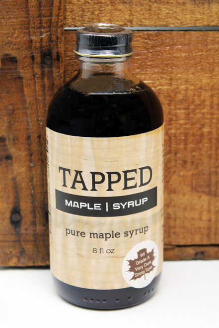 TMS 8oz Pure Maple Syrup, pure maple syrup has a rich, deep maple flavor. Our standard pure maple syrup is Wisconsin Grade A Dark, Robust Taste.  It's perfect for topping pancakes and ice cream, and pretty much everything else you want to sweeten.