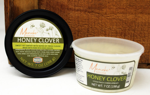 371983 Marieke® Honey Clover Gouda Spread 7oz, Sweet, yet earthy with notes of fresh clover cold pack cheese spread, Made with raw milk aged gouda, Female owned business, Made in Wisconsin