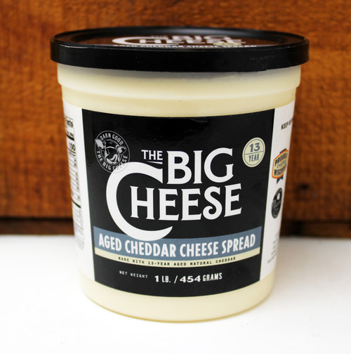 TBC 1# 13yr Aged Cheddar Cheese Spread, Made in Wisconsin with 13 year old white cheddar.