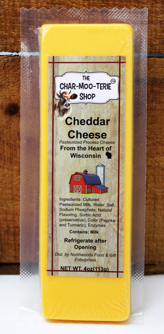 MOO1004 4oz Char-MOO-Terie (TM) Cheddar Cheese Bar, Shelf Stable Cheese Bars, From The Heart of Wisconsin, From the Char-MOO-terie(TM) Shop, Perfect for Hunting, Camping, Fishing and Outdoor Activities, Made in Wisconsin, Gift Basket Products, Udderly Delicious