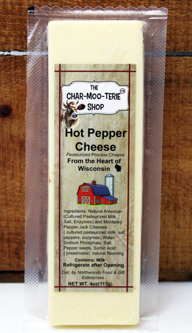 MOO1002 4oz Char-MOO-terie (TM) Hot Pepper Cheese Bar, Shelf Stable Cheese Bars, From The Heart of Wisconsin, From the Char-MOO-terie(TM) Shop, Perfect for Hunting, Camping, Fishing and Outdoor Activities, Made in Wisconsin, Gift Basket Products, Udderly Delicious