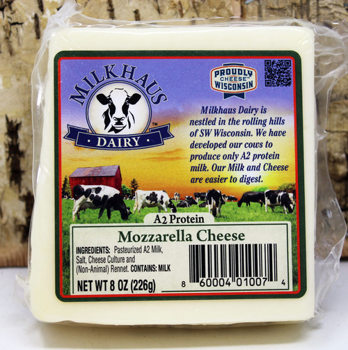 102 Milkhaus A2 Protein Mozzarella Cheese 8oz, If you like Mozzarella your will go crazy over this cheese that was an Award Winner at the 2024 World Championship Cheese Contest in Madison, WI, The melting and smoothness of A2 protein cheese will surprise you, If you were not able to eat pizza because of digestive issues you owe it to yourself to try this and see if it works, Most have been surprised with the results and are excited to enjoy dairy again, crafted in Wisconsin