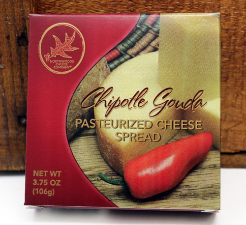 1128 3.75oz Chipotle Gouda Cheese Spread Box Shelf Stable Cheese.  Two Sided Design for Versatility