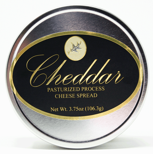 1088C 3.75 oz Cheddar Cheese Spread Tin with Black Label  Shelf Stable Cheese