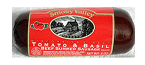 5085 5oz Smoky Valley Tomato Basil All Beef Summer Sausage Red Label, shelf stable