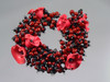Deep Red and Pink Bracelet with Flowers