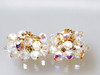 1960's Gold Filled Pearl Crystal Cha Cha Earrings