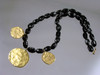 Kenneth Lane Black Glass & Gold Disc Necklace