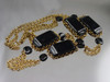 Miriam Haskell Russian Gold Gilt Necklace Black Lucite