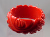 Lipstick Coral Red Bakelite Bangle Heavily Carved