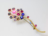 Made Austria Star Flower Brooch Fuchsia Pink Purple Rhinestones