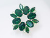 1960's Deep Green Marquise Rhinestone Brooch