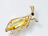 Katydid Citrine Rhinestone Brooch