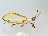Glass Citrine & Rhinestone Katydid Leaf Bug Brooch