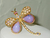Graziano Fire Pink Glass Opal Lacewing Brooch