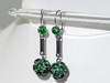 Emerald Rhinestone Ball Drop Earrings