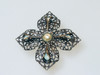 Maltese Cross Opal Glass Pearl Brooch