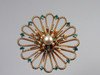 Mid-century Large Pearl Rhinestone Brooch Twisted Rope Flower