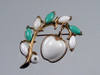 1950's Crown Trifari Poured Glass Apple Brooch