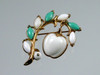 Crown Trifari Robin's Egg Blue & Milk Glass Marquise Brooch