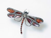 1980's Sterling Marcasite Enamel Dragonfly Brooch