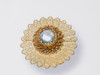 Miriam Haskell Russian Gilt Gold Brooch Faux Pearl Center