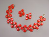 1950's Vibrant Coral Rose Pink Thermoset Jewelry Set