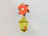 Celluloid Christmas poinsettia lantern pin