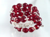 Red Crystal Bead and Rhinestone Bracelet Wrap