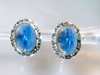 Whiting and Davis Blue Glass Cab Earrings