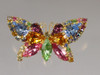 Multicolor Rhinestone Butterfly Brooch