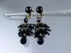 Black Faceted Glass Chandelier Clip Earrings