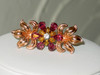 Van Dell Rose Pink Rhinestone Gold Filled Brooch