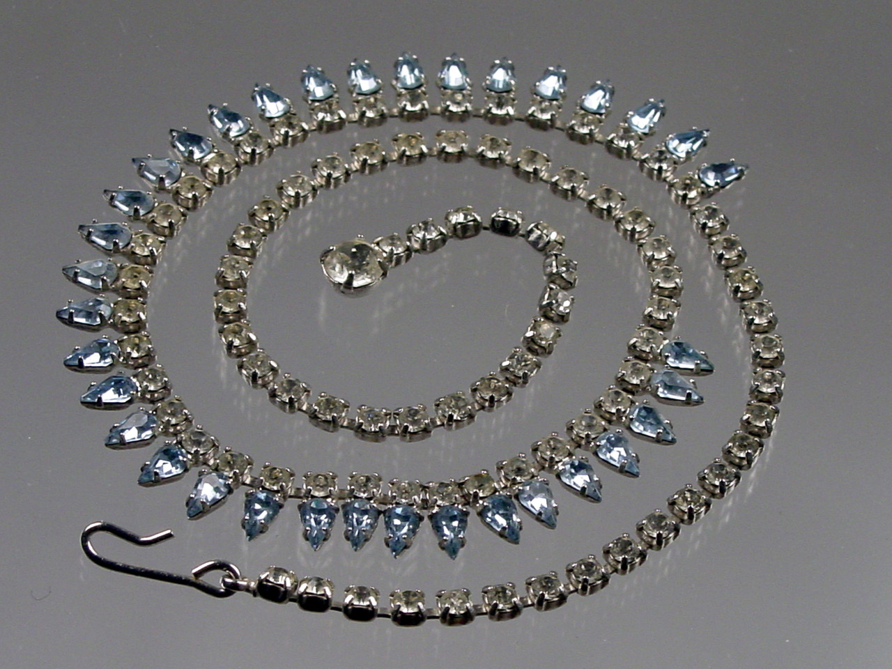 Vintage Rhinestone Necklace, Round and Emerald Cut Wide Diamanté Adjustable  Choker Necklace, Circa 1960s. - Addy's Vintage