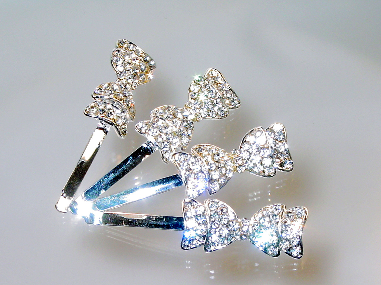 Crystal Bow Hair Pins Set