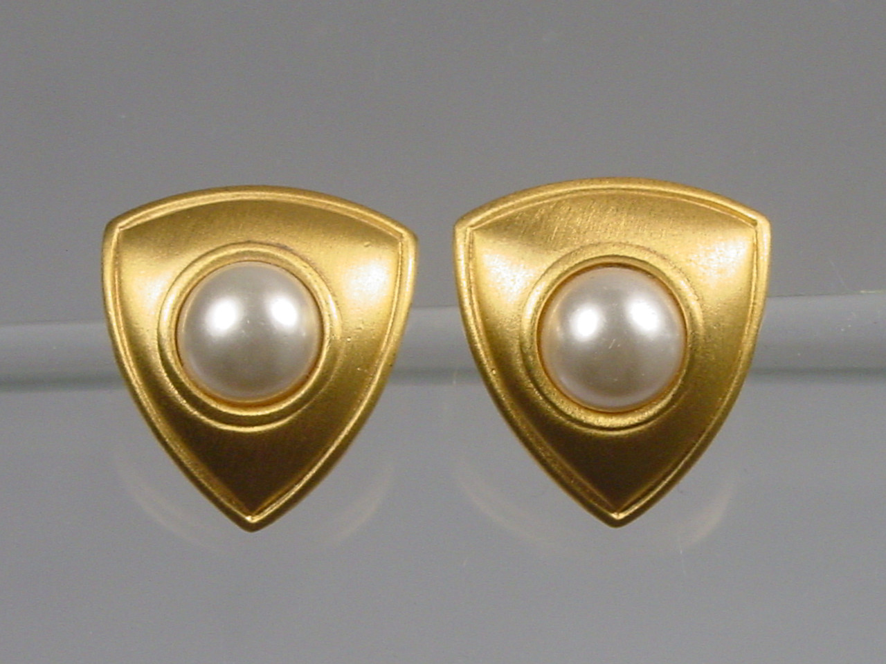 Napier Triangle Pearl Post Earrings