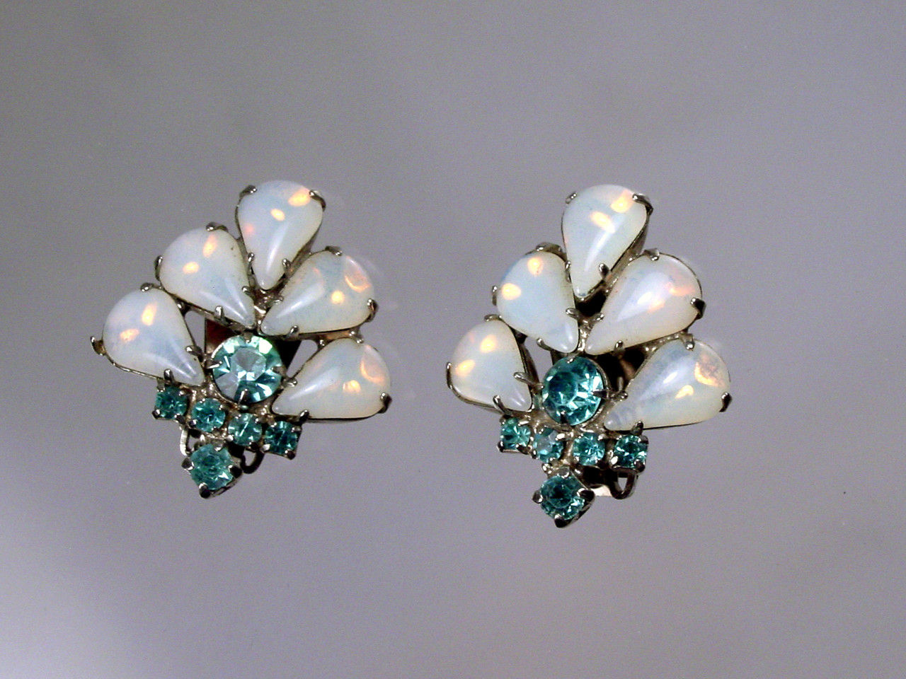 Vintage Moonstone Rhinestone Earrings