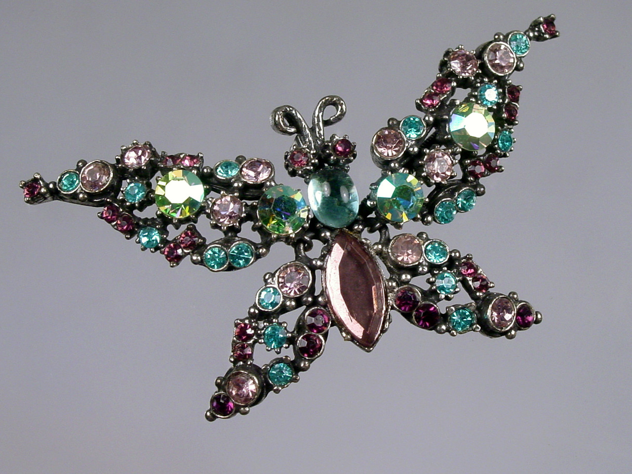 1950s Multi-color Crystal Butterfly Brooch — Miranda's Vintage Bridal