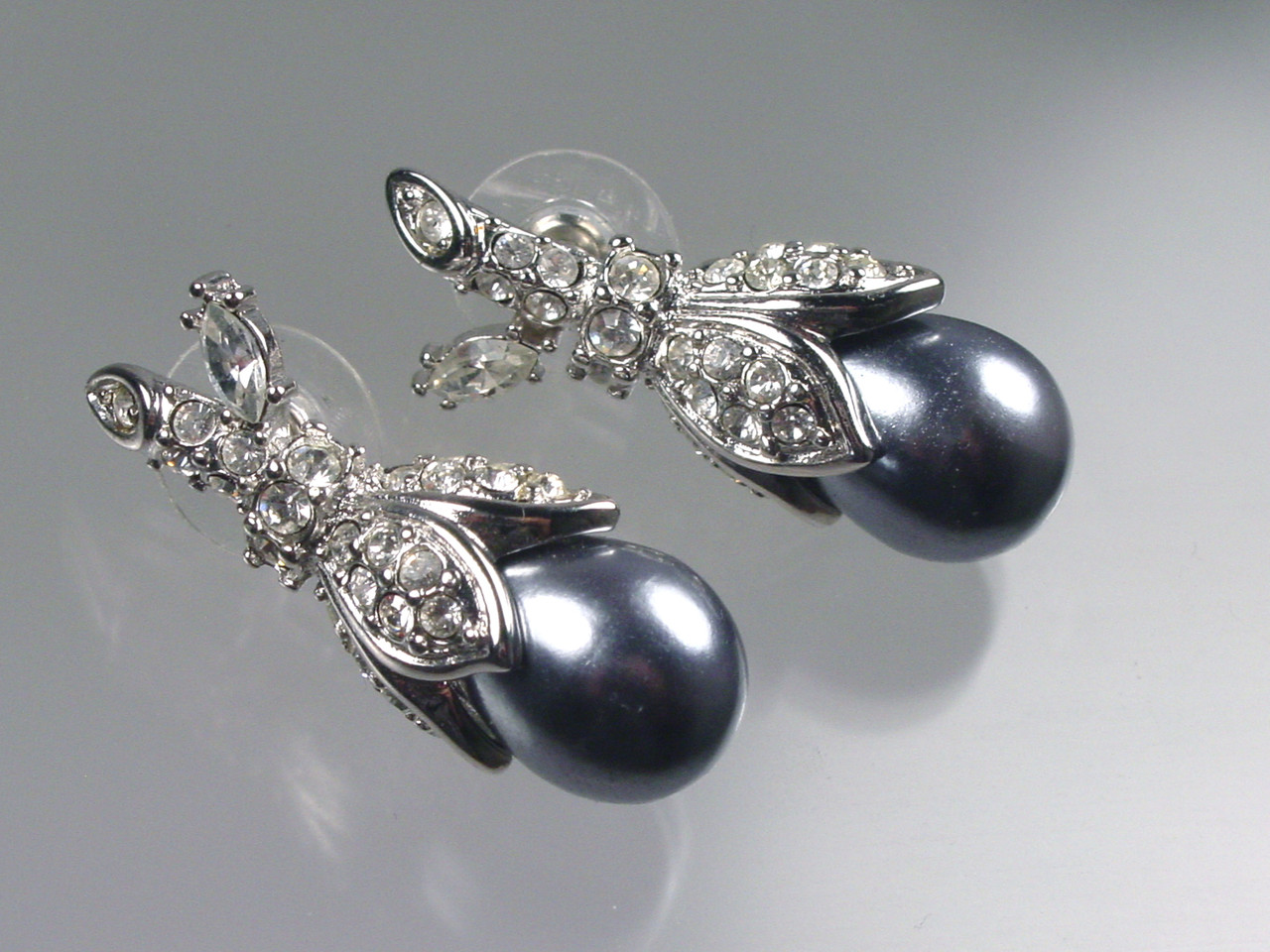 Baroque Pearl with Rhinestone Pierced Posts