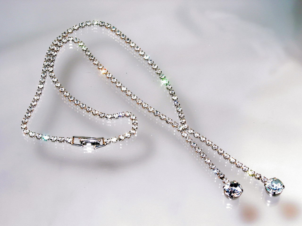 Dainty Rhinestone Negligee Necklace