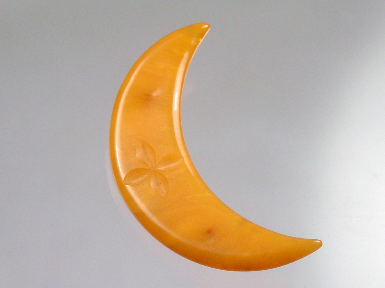 Butterscotch Bakelite Crescent Brooch