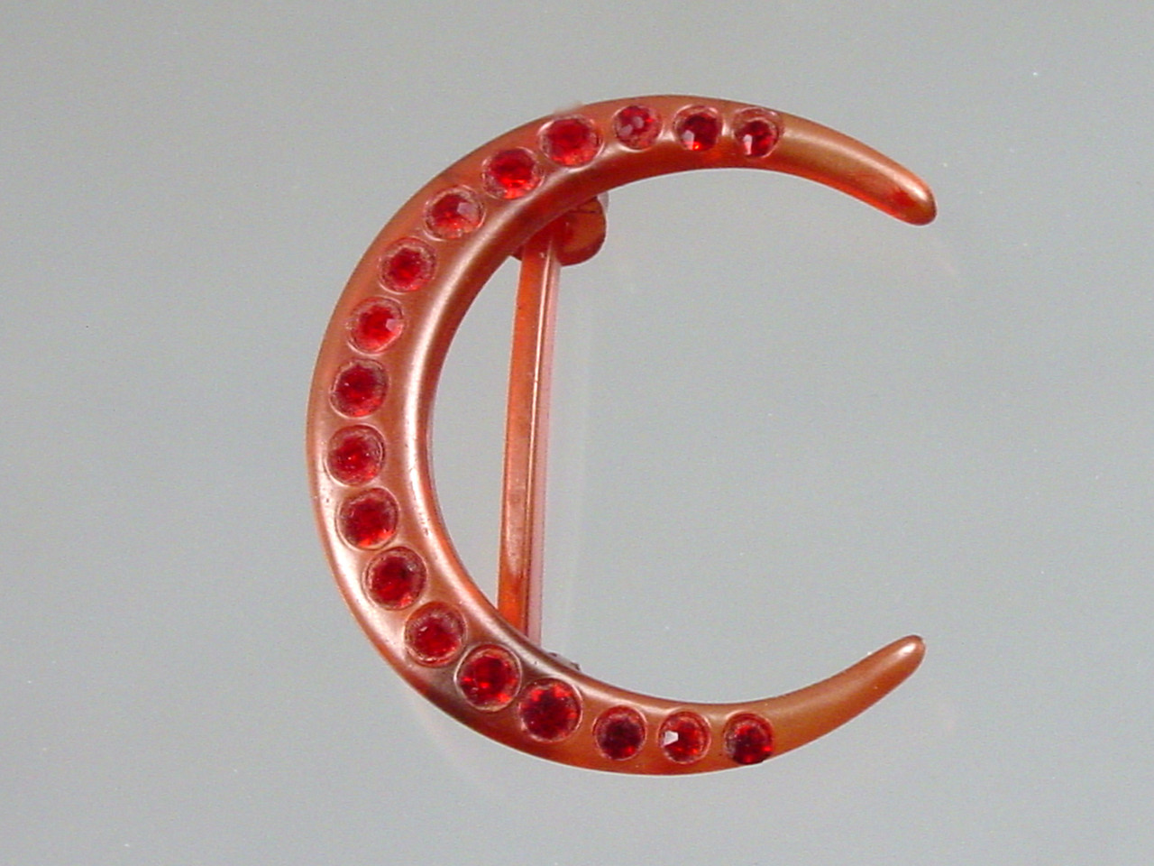 Red Crescent Moon Rhinestone Barrette