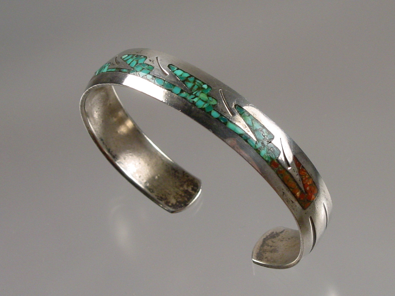 Sterling Navajo Turquoise Bracelet Signed JL