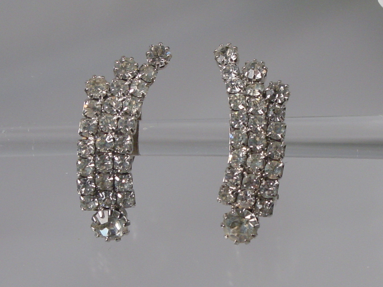 Vintage Clear Rhinestone Climber Clips