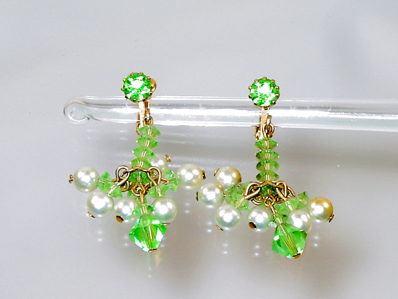 Bright Lighting on Key Lime Crystal Earrings